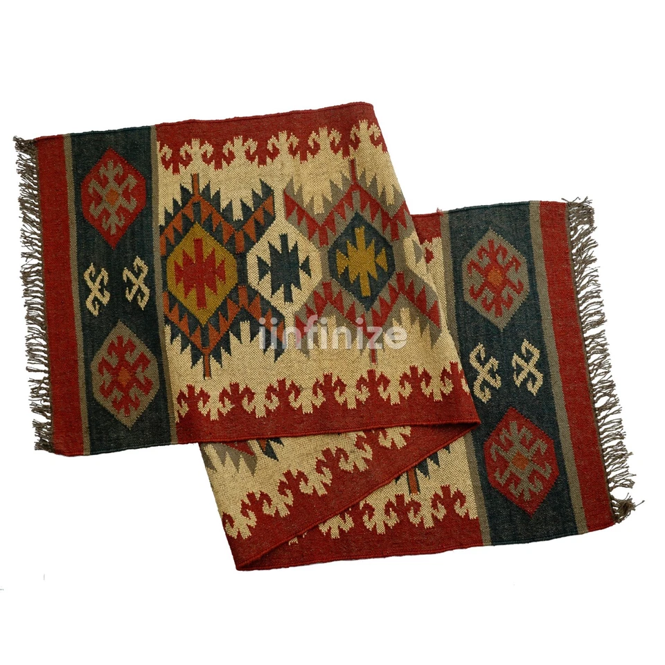 Handmade Kilim Wool Jute Runner 2.5x8 Ft Rustic Reversible Kilim Rug Hallway Mat - Image 3 of 4