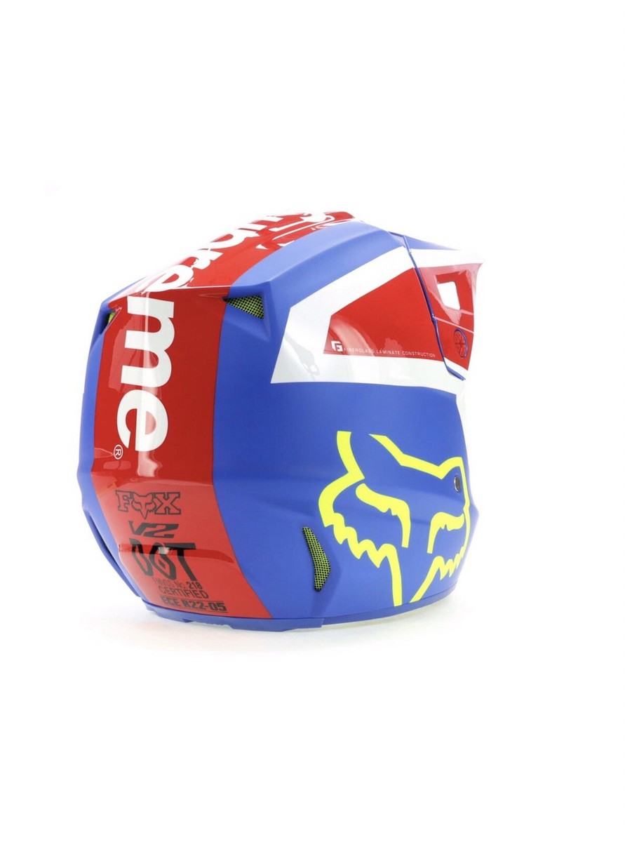 SUPREME FOX V2 RACING HELMET BLUE/MULTI SS18 - NEW W/TAG - Size