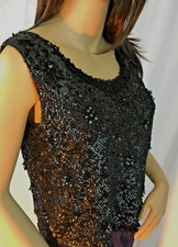 Fabulous, vintage, fully beaded sequined, evening top, L, bust 40", 1884