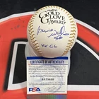 Bernie Williams New York Yankees Signed Gold Glove Logo Baseball 4x GG OMLB PSA