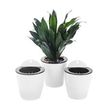 Elegant White Self-Watering Wall Baskets - Trio of Planters for Vibrant Greenery