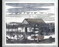Sri Lankan Church Copperplate Etching Circa 1704, Vanarpone Voyages & Travels