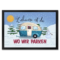 Zuhause Ist Da, Wo Wir Parken Winter FußMatte In 35X50 Cm Mit Camper-Motiv