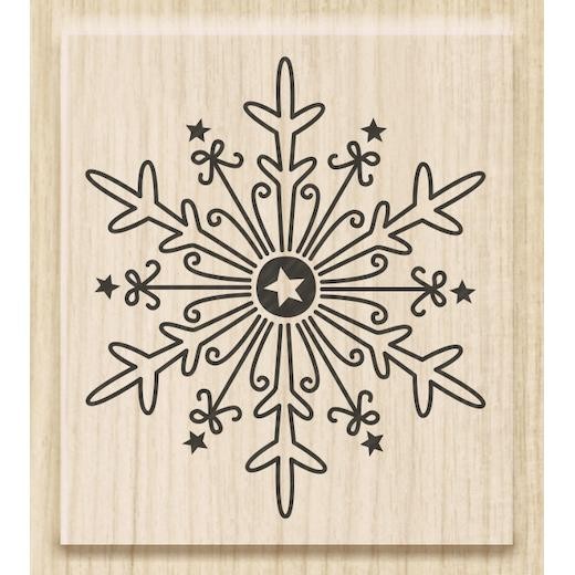 Heyda Wood Mounted Rubber Stamp - Ice Crystal Snowflake Large