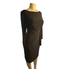 Women 6 Lauren by Ralph Lauren Long Sleeved Black Tie Wrap Front Dress Party