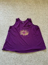 Life Is Good Shirt Womens XL Purple Sleeveless Classic Fit Tank Top Tee Flower