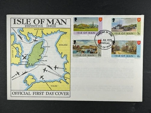 Isle Of Man FDC 1973 Tynwald Hill Douglas Promenade Fort St Mary Fairy Bridge