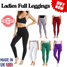 Women’s New Waisted Full Length Leggings Gym Yoga Pants Stretchy Fitness 6-22