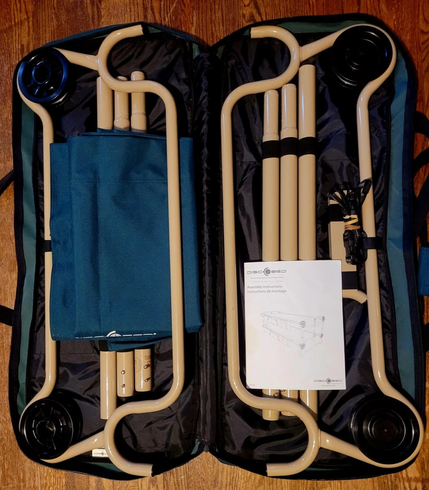 Disco-O-Cama Extra Grande Exterior Convertible 2 Personas Portátil Camping Cunas, Verde Foto 3 de 4