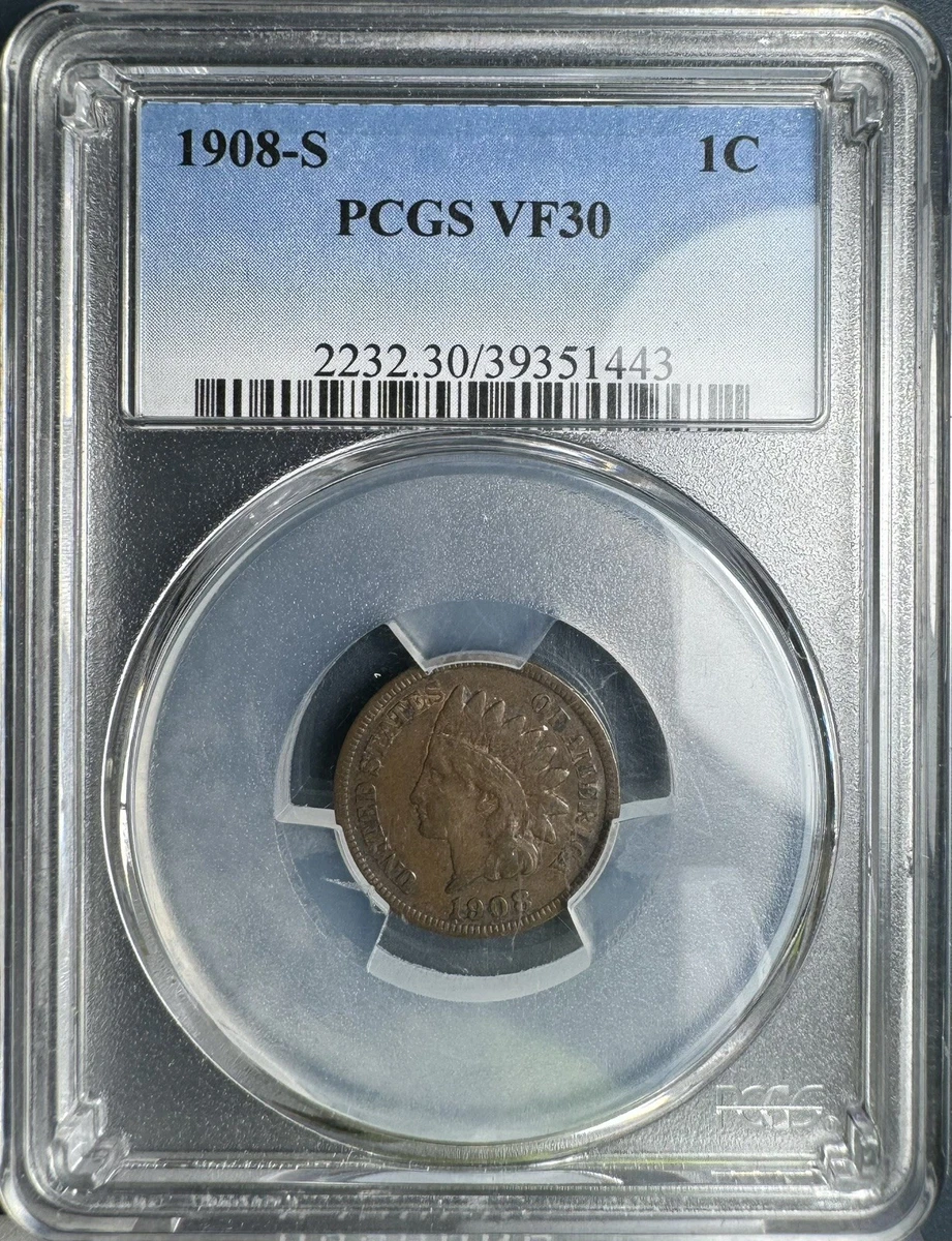 San Francisco 1908 Year Indian Head Small Cents (1859-1909) for