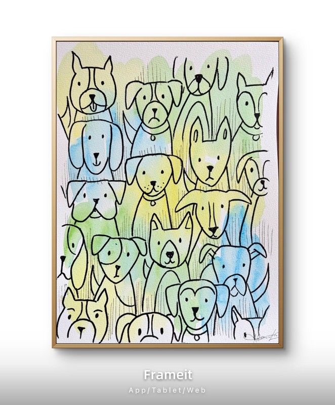 Original Blue Dogs Painting By Alannah Dyer- Acrylic 9x12 in Beautiful Trendy