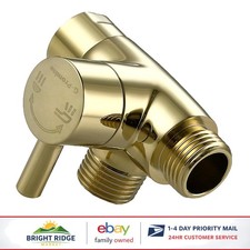 Solid Metal Shower Diverter for Handheld and Fixed Spray Heads - Polished Brass