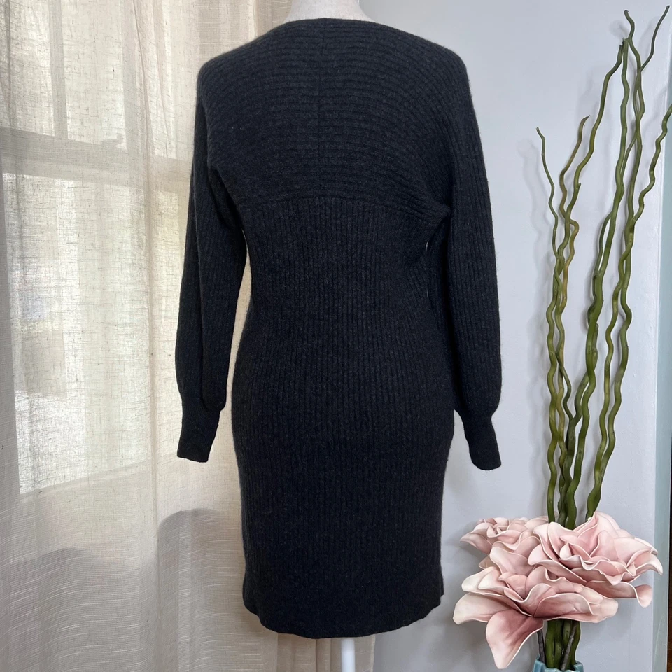 Vestido Suéter Vince Lana Cachemira Tejido Acanalado Manga Larga Carbón Para Mujer XS Foto 4 de 4