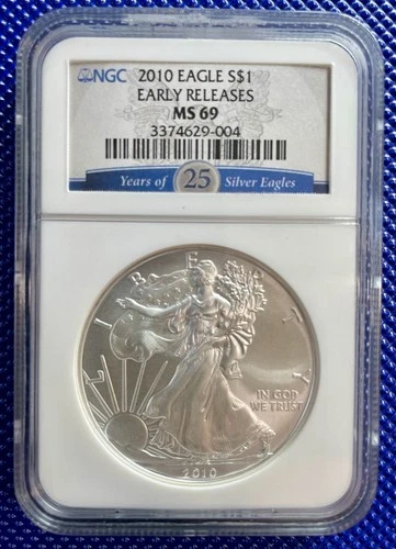 2010 ~ Silver Eagle S$1 ~ NGC MS69 ~ EARLY RELEASES ~ #3374629-004