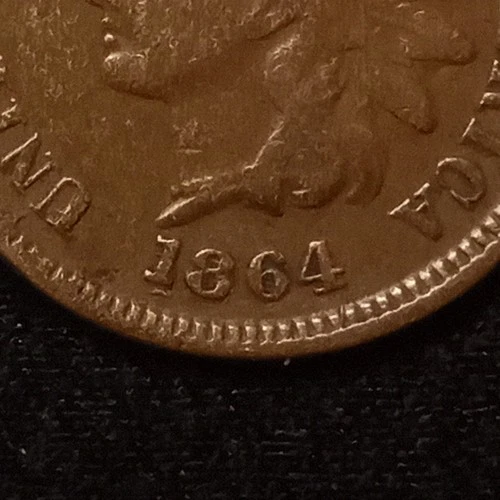 1864 L On Ribbon Indian Head Cent Triple Punched Date SNOW-1 TOP DIE Variety VG