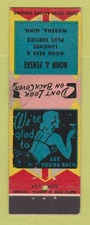 Matchbook Cover - Bohn & Fenske Wadena MN girlie