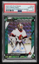 2023-24 O-Pee-Chee Platinum Emerald Surge 1/10 Leevi Merilainen PSA 10 Auto 17qq