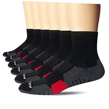Men's Athletic Ankle Running Socks Quarter Cushioned 6-12 6 Pack - Black