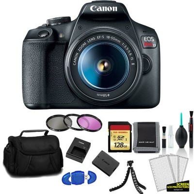 Canon EOS Rebel T7 EF-S 18-55mm IS II Kit with 128GB Memory Card + Filter Kit+
