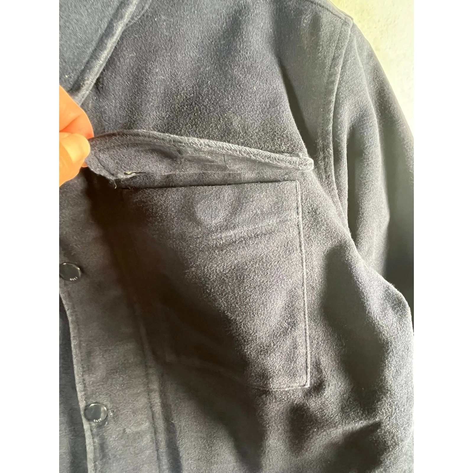 Obey Worldwide Mens M Navy Blue Zip Up Field Jacket Utility Coat Heavy Felt - product detail image 5