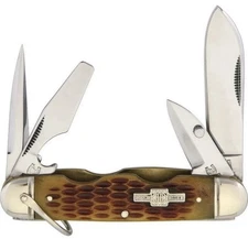 Rough Ryder Amber Jigged Handle Camp Scout Pocket Knife RR533 Can Opener Pick