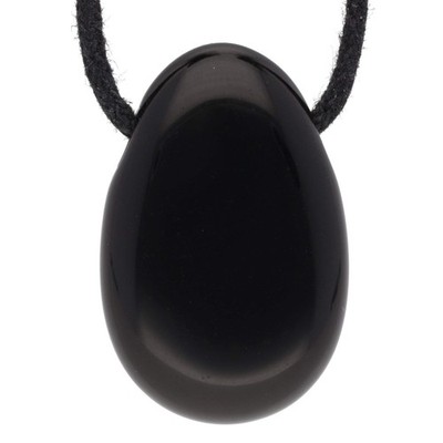 Schwarzer Obsidian Tropfenanhänger mit Baumwollband gebohrt | Edelstein Schmuck