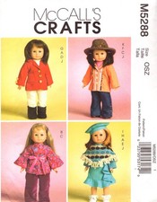 McCall's 5288 Clothes For 18" Doll; Top, Pants, Riding Pants, Skirt, Poncho