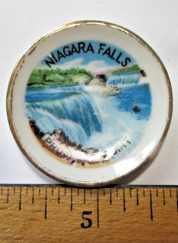 Miniature Niagara Falls Plate Porcelain 1 5/8" diameter