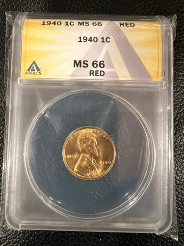 1940 Lincoln Wheat Small Cent Uncirculated MS66 RD ANACS Certified High Grade