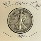1918-S VF+ Not Common Walking Liberty Silver Half Dollar