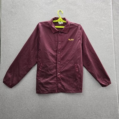 LRG Men Jacket LARGE Burgundy Logo Coach Snap Button | eBay