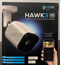 Geeni Hawk 3 Indoor/Outdoor Plug-in Standard Micro Sd Security Camera System NEW