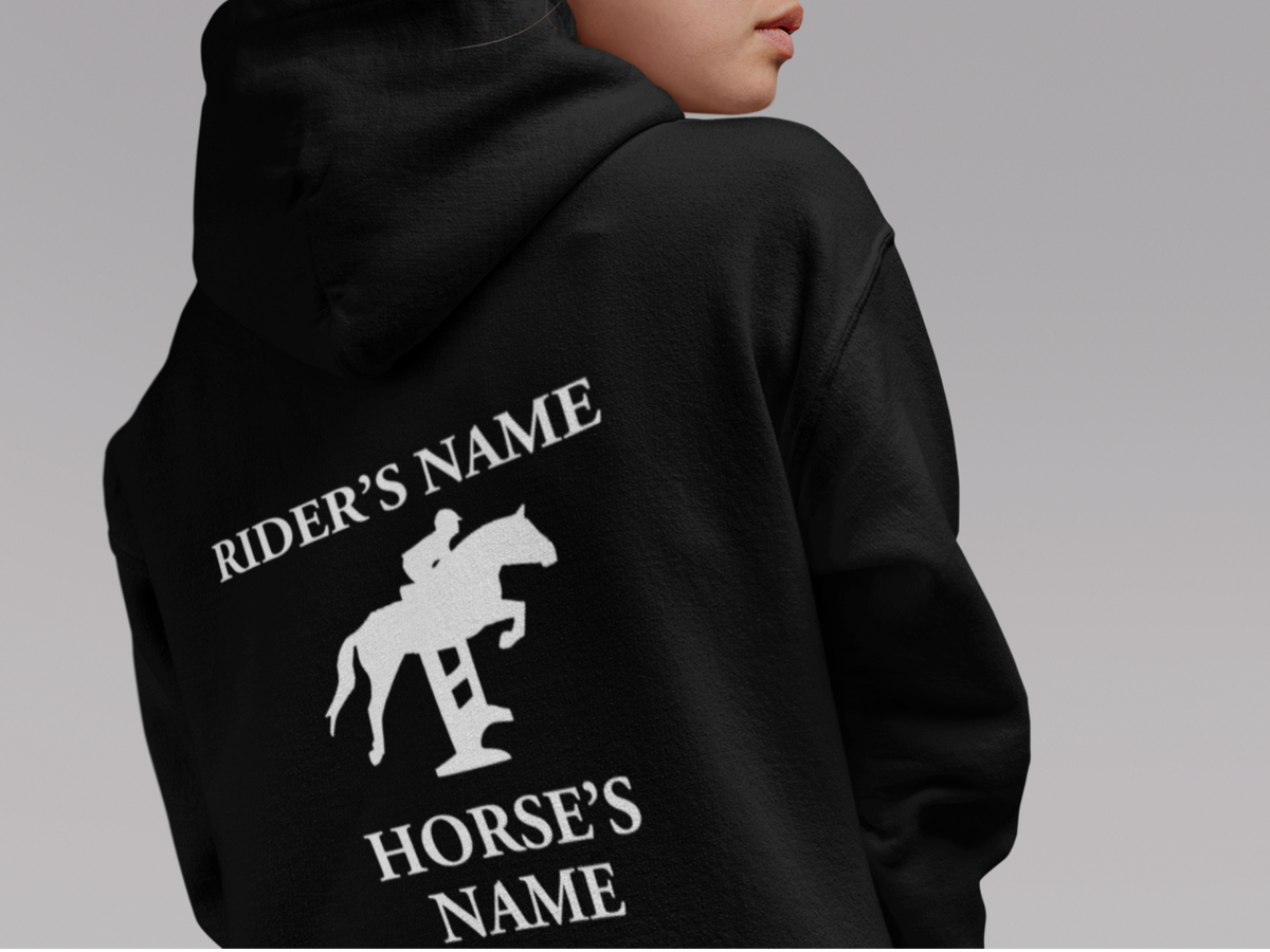 HORSE RIDING HOODIE PERSONALISED HOODIE EQUESTRIAN JUMPING CUSTOM