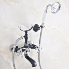 Black Chrome Claw-foot Bathtub Faucet Wall Mounted Tub Faucet Handheld Shower