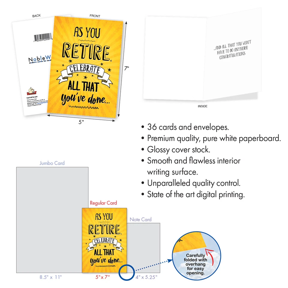 Jubilados Rolllicking: Divertido juego surtido de 36 tarjetas con sobres para jubilación Foto 2 de 4