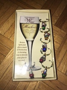 Boston Warehouse Set Of 6 Christmas Wine Glass Charms - Holiday Wine Charms