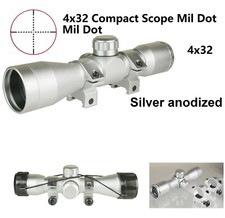 4x32 Compact Weaver Picatinny Mount Scope Mil With Ring, Anodized Silver