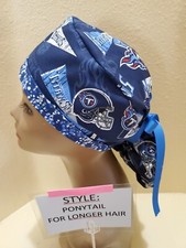 Tennessee Titans pennant NFL Women's Ponytail Surgical Scrub Hat/Cap