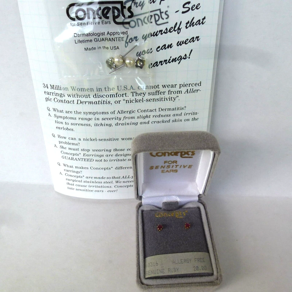 Brincos cirúrgicos não alérgicos de aço inoxidável rubi genuíno Concepts - Imagem 4 de 4