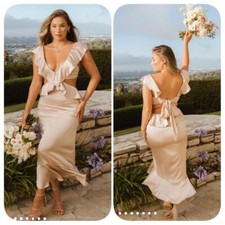 NWOT Show Me Your Mumu Zoey Gold Ruffle Midi Dress XXS