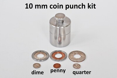 2/5 Zoll 10 mm Münzring-Werkzeug-SET für US Quarter Dime Penny Dollar MITTELL...