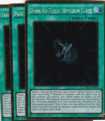 3x YuGiOh Rank-Up-Magic Numeron Force PGL2-EN059 GOLD RARE ENGLISCH  AtzenJens