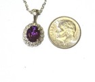 925 Sterling Silver .08ct diamond amethyst gemstone pendant necklace 4.1g 16"-18 — photo 4