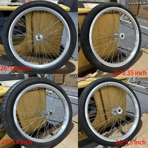 CDH 26" x 2.35-3.5 Tire Spoke Wheelset 48x12G, Double Layer Alum Bike Wheel Set - Picture 8 of 9