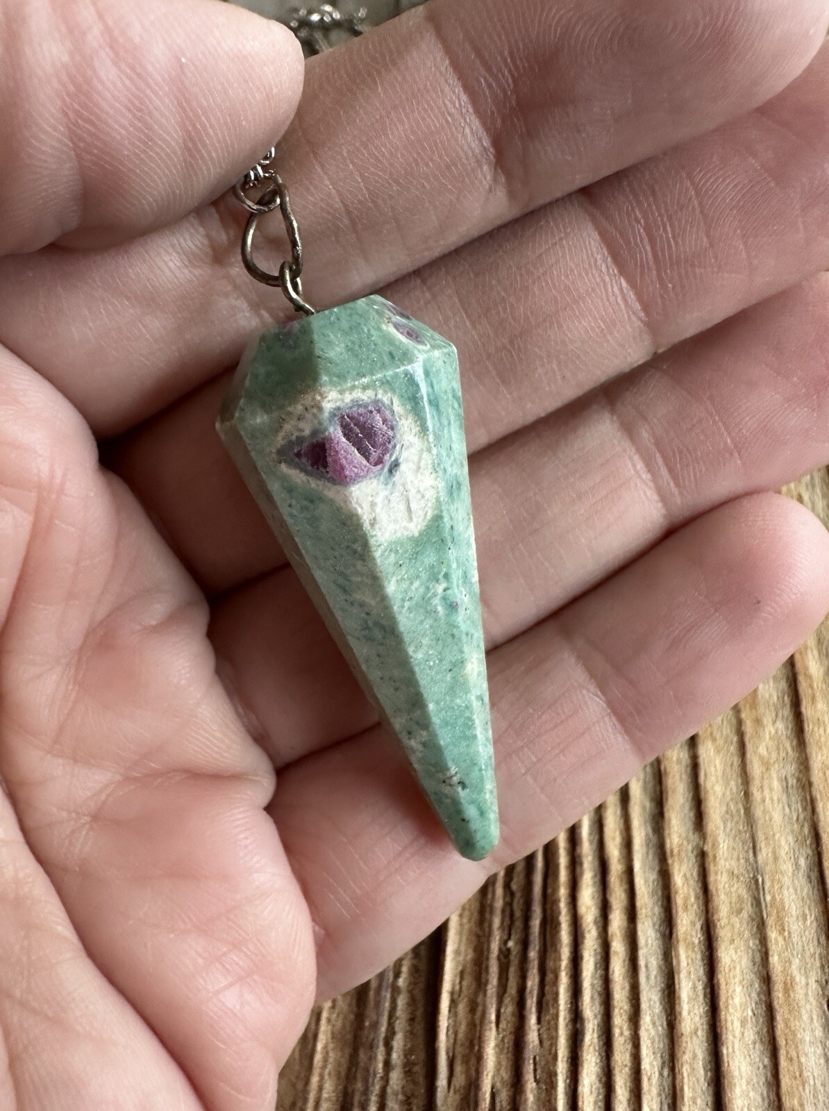 Ruby Zoisite Pendulum Point Pendant & 36" Necklace - image 3