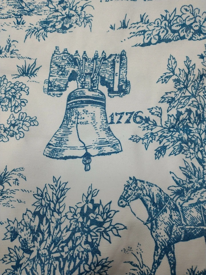 4 cortinas para panel de inodoro INDEPENDENCE 1776 azul blanco colcha a juego doble Foto 4 de 4