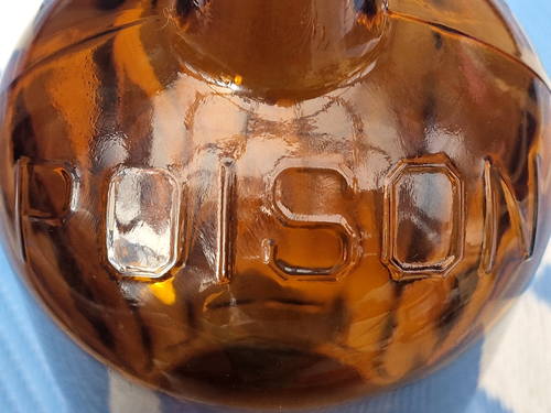 Antique ' Brown Ribbed Glass Poison Bottle ' Large Apothecary Chemist Prop *** - Picture 2 of 14