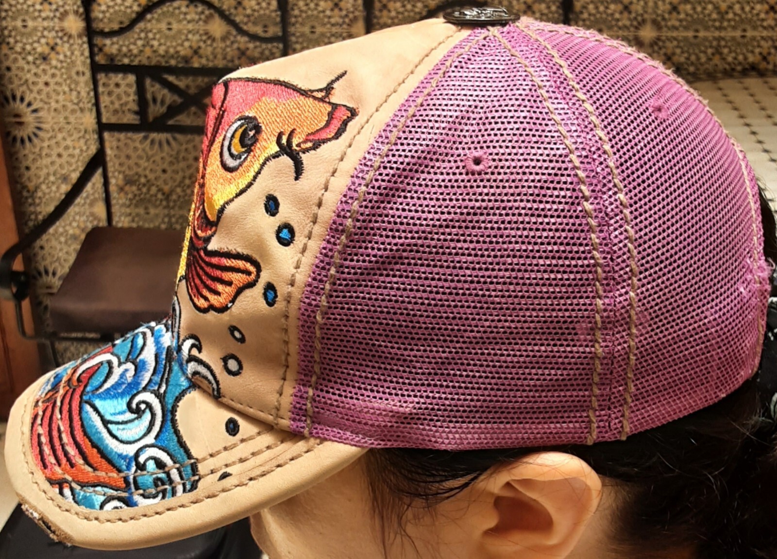 ED HARDY by CHRISTIAN AUDIGIER - RARE 'FISH' LEATHER BASEBALL CAP Size... image 2