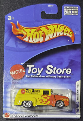 HOT WHEELS 2004 Mattel Toy Store 56 FORD Truck with Real Riders & Flames NEW - Afbeelding 1 van 2