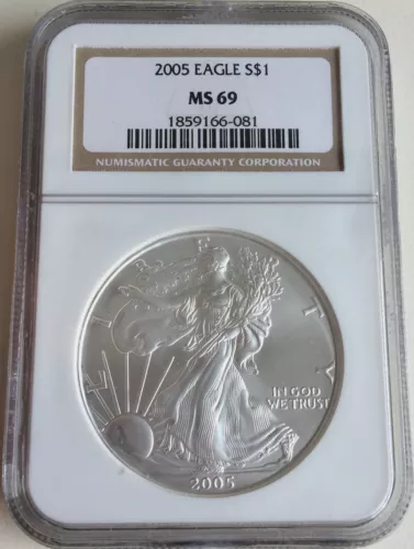 2005 $1 Silver Eagle NGC MS-69 ASE